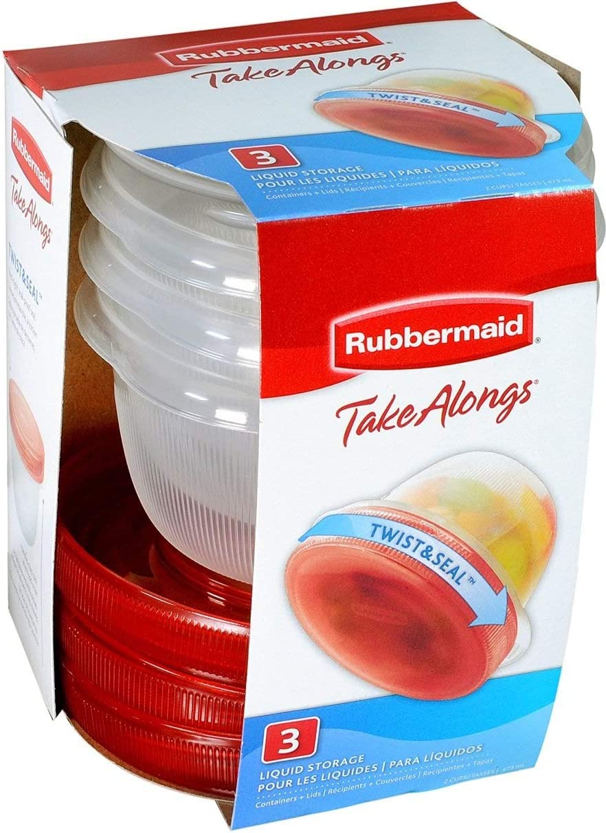 Rubbermaid TAKEALONG 3pc 2cup TWIST TOP, 1, Clear