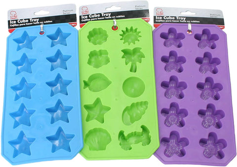 Image of Chef Craft Ice Cube Tray, Assorted Shapes (Pack of 3)