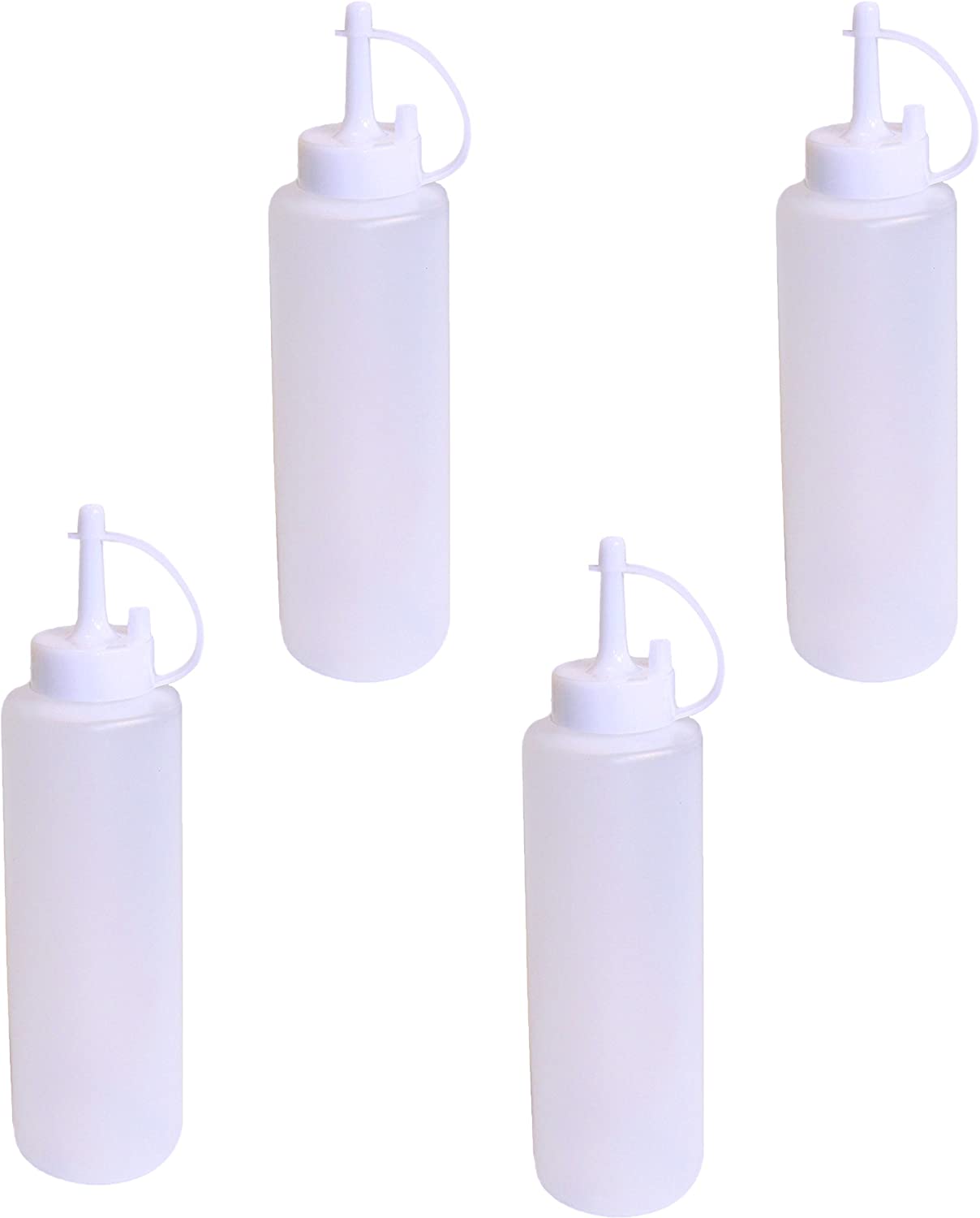 Chef Craft Pack of 4 Plastic Squeeze Bottles with Caps