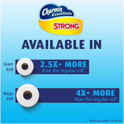 Image of Charmin Essentials Strong Toilet Paper, Bath Tissue, Giant Roll, 12 Count