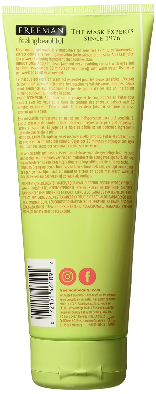 Freeman Facial Watermelon + Aloe Cooling Gel Mask 6oz, 6 Oz
