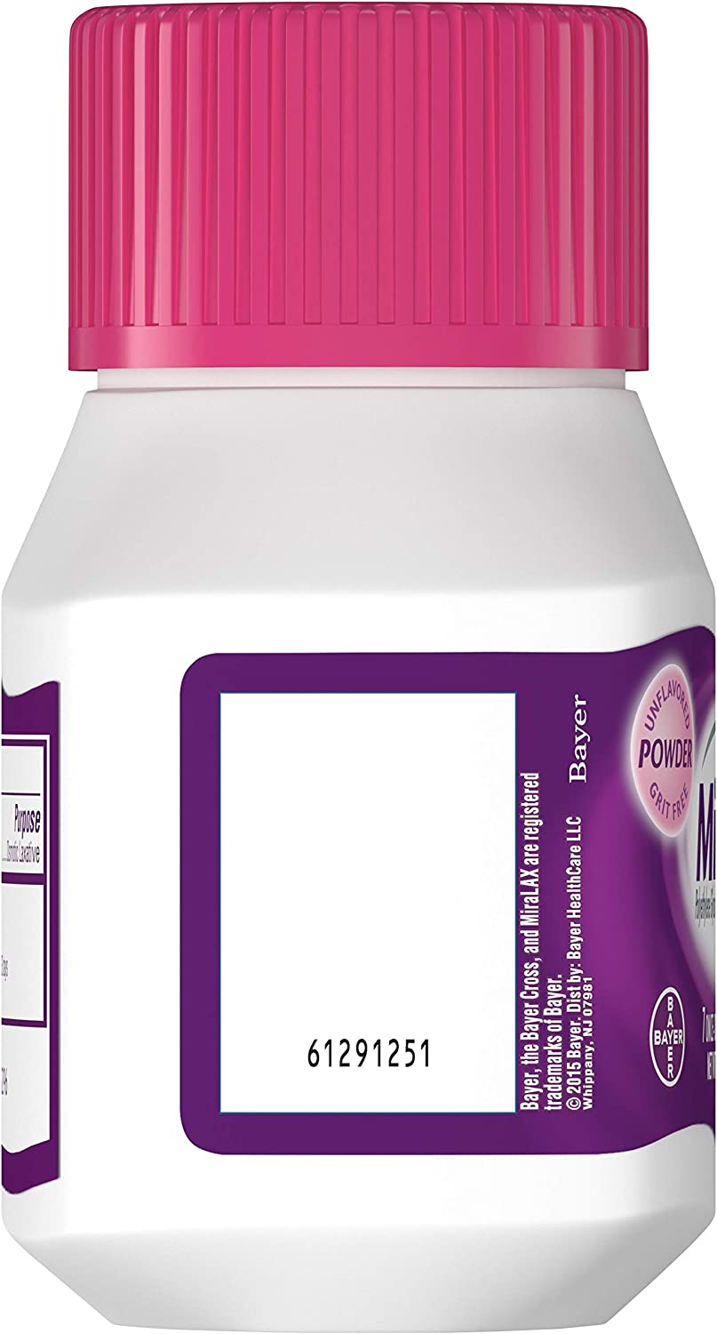 MiraLAX - Laxative - Unflavored Powder - 4.1 oz. 17 Gram Strength - Polyethylene Glycol-McK