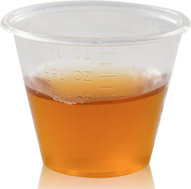 Small Plastic Disposable Medicine Cups: 1 Ounce Measuring/Mixing Cups with Graduated ML, Dram, CC, TBSP & FL OZ Measurement Markings for Pill, Epoxy, Resin & Liquid/Powder Medication - 300 Cup Set