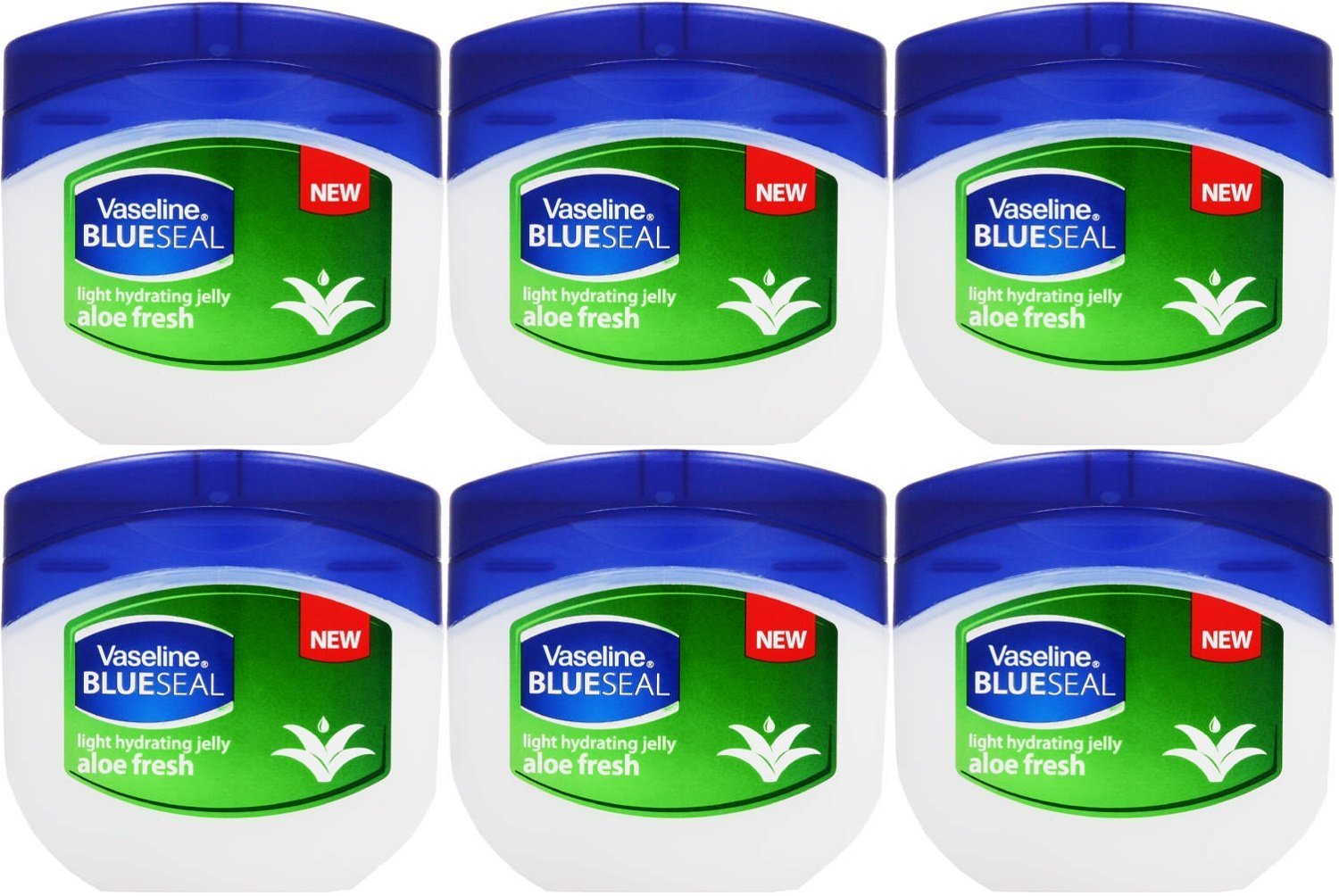 Vaseline Light Hydrating Jelly Aloe Fresh 50 Ml / 1.7 Oz (Pack of 6)