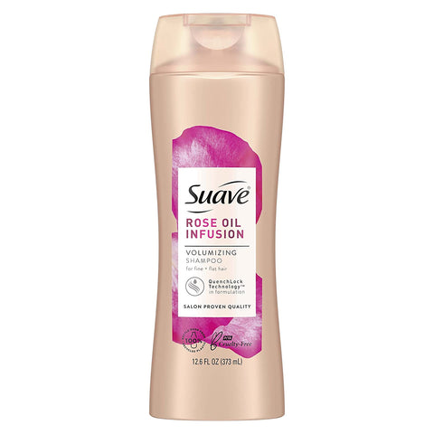 Image of SUAVE PROFESSIONALS ROSE OIL INFUSION REGULAR SHAMPOO LIQUID NORMAL TO FLAT PLASTIC BOTTLE RP 12.6 OZ - 0079400450302