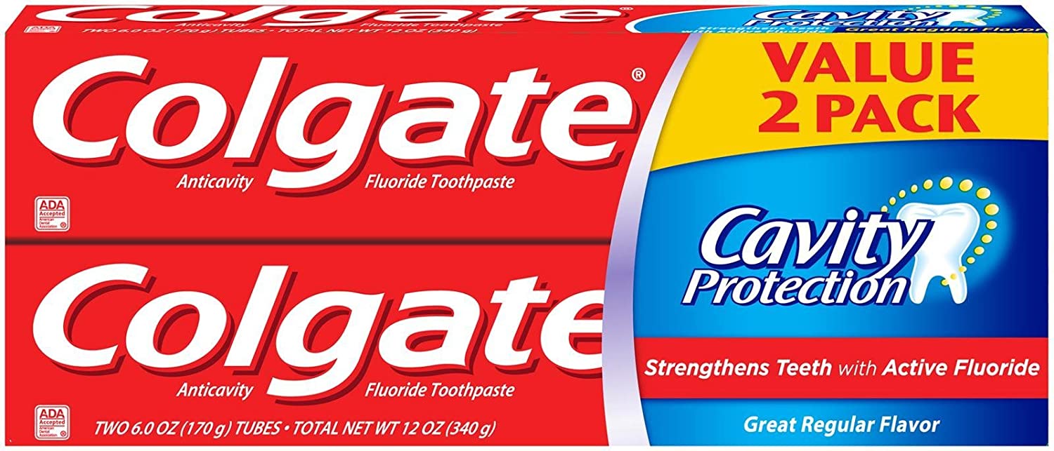 Colgate Cavity Protection With Active Fluoride Toothpaste, Value Pack, 6 Oz, 2 Ea, 6 Oz