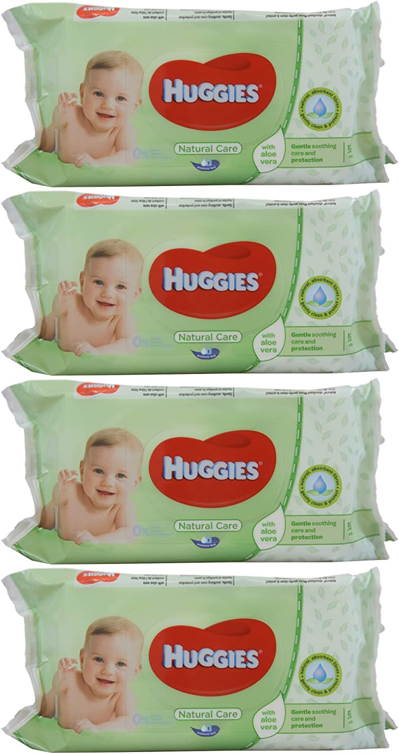 Huggies Baby Wipes Natural Care with Aloe Vera, 56 Count (Pack of 4)