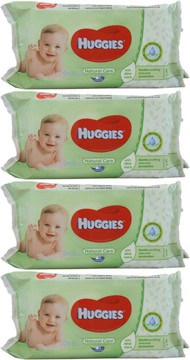 Huggies Baby Wipes Natural Care with Aloe Vera, 56 Count (Pack of 4)