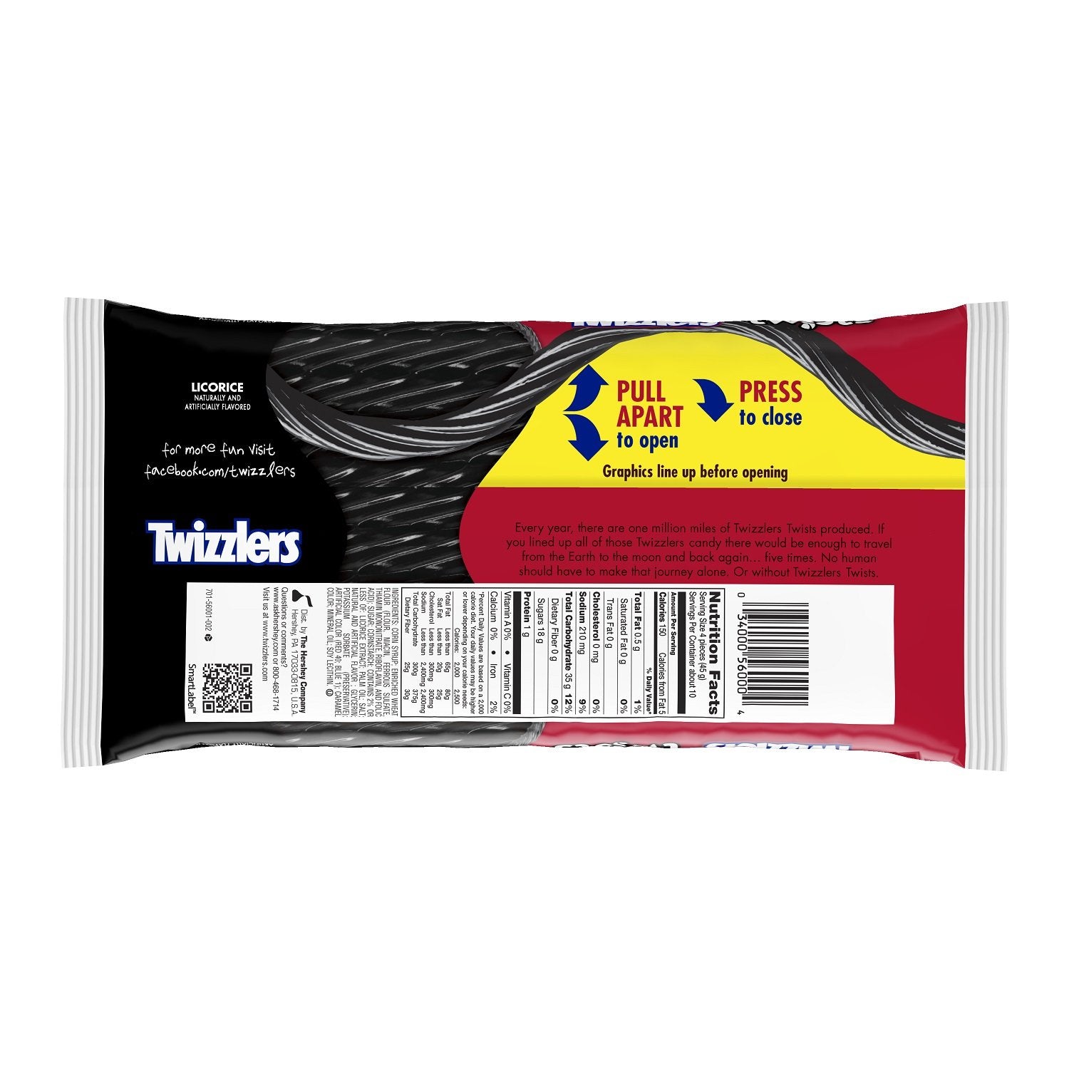 Twizzlers Black Licorice Twists, 16 oz