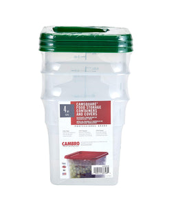 Cambro 4SFSPPSW3190 Set of 3 Square Food Storage Containers with Lids, 4 Quart