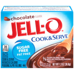 Jell-O Chocolate Pudding, Cook & Serve, Sugar Free, 1.3 oz Box, 4 Packs