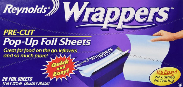 Reynolds Pre-cut Pop-up Foil Sheets Food Wrappers (25 Sheets)