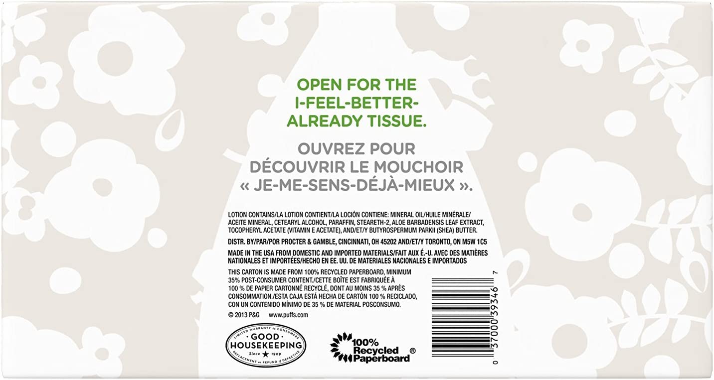 Puffs Plus Lotion Facial Tissues, 124 Count - 5 Pack