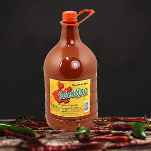 Valentina Mexican Hot Chile Sauce Spices | Picante Salsa Seasoning Salt Spice Mix Made From Chili Peppers Perfect for Chips, Fast Foods, Lunch, Snacks or More 4 Liters ( 1.1 Gallon )