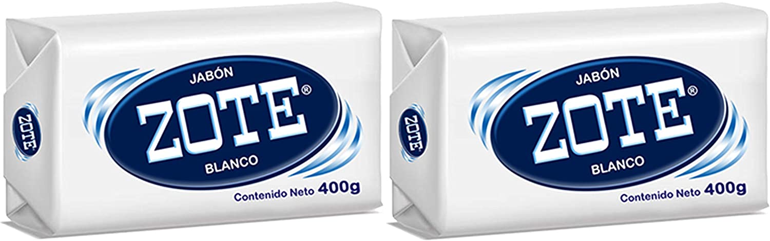 Zote Laundry Soap Bar, Stain Remover Laundry Detergent for Clothes, Catfish Bait, Super Washing Travel Jabon Para Lavar Ropa, White Underwear Clothes Washing Soap (400 grams), Pack of 2