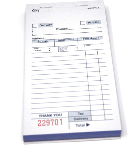 Image of Choice White Delivery Order Form Paper, Carbonless 3 Part Book 50 Sheets (10 Pack - 500 Total Sheets)