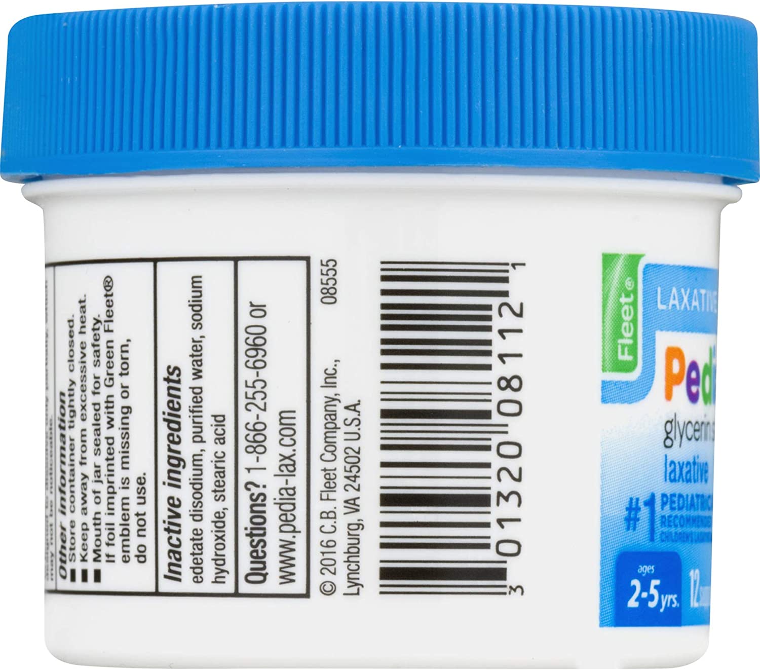 Fleet Pedia-Lax Glycerin Suppositories for Ages 2-5, 12-Count per Pack (2-Pack Total)