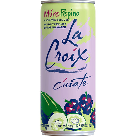 Image of La Croix Mure Pepino, Blackberry Cucumber Flavored Naturally Essenced Sparkling Water, 12 oz Tall Can (Pack of 12, Total of 144 Oz)