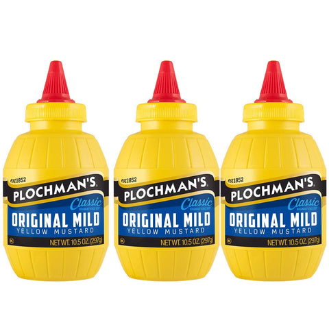 Image of Plochman's Yellow Mustard, Original Mild Classic Mustard, 10.5 Oz (3 Pack)