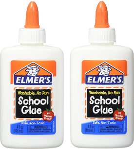 Washable No-Run School Glue, 4 oz, 1 Bottle (E304) - Pack of 2