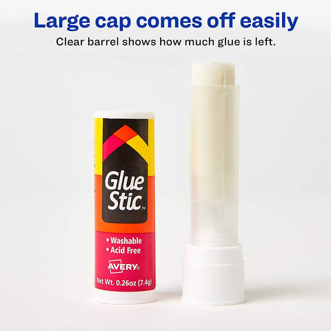 Image of Avery Glue Stic White, 0.26 oz., Washable, Nontoxic, Permanent Adhesive, 1 Glue Stick (00166)