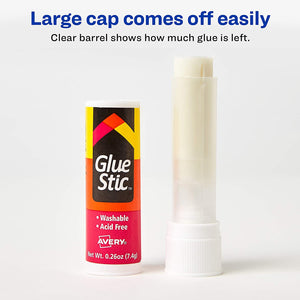 Avery Glue Stic White, 0.26 oz., Washable, Nontoxic, Permanent Adhesive, 1 Glue Stick (00166)