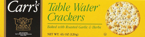 Image of Carr's Table Water Crackers, Roasted Garlic & Herbs, 4.25-Ounce Boxes (Pack of 6)