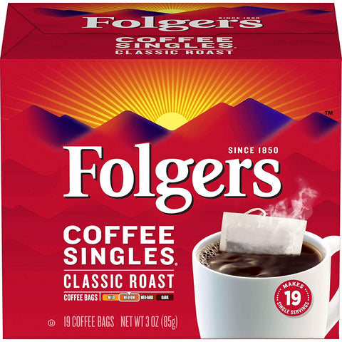 Image of Folgers Coffee Singles Classic Roast-19 Coffee Bags