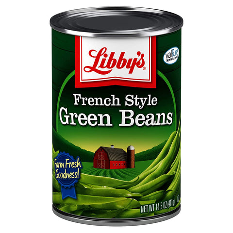 Image of Libby's French Style Green Beans | 100% Green Beans | Classically Delicious, Mild & Subtly Sweet | Crisp-Tender Bite | No Preservatives | French Cut | Kosher | 14.5 ounce can (Pack of 4)