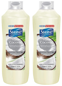 Suave Essentials Shampoo - Tropical Coconut - Family Size - Net Wt. 30 FL OZ (887 mL) Per Bottle - Pack of 2 Bottles