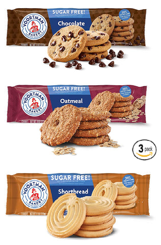 Image of Voortman Sugar Free Cookies | Chocolate Chip Cookies | Shortbread Swirl | Oatmeal - BUNDLE 3 Pack - 8 OZ each