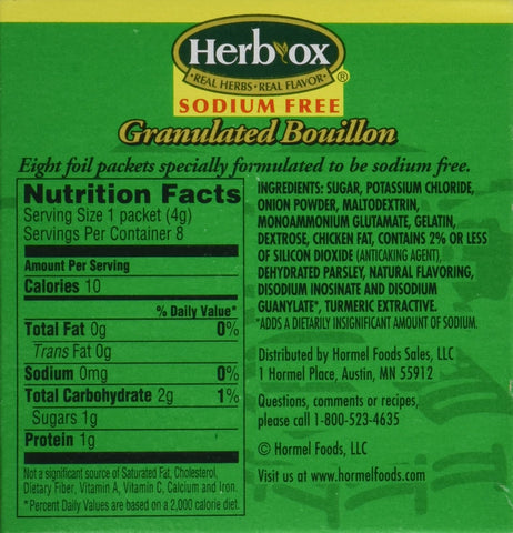 Image of Herb-Ox Bouillon Chicken Instant Broth and Seasoning, 1.2 oz, 8 Packets (Pack of 2)