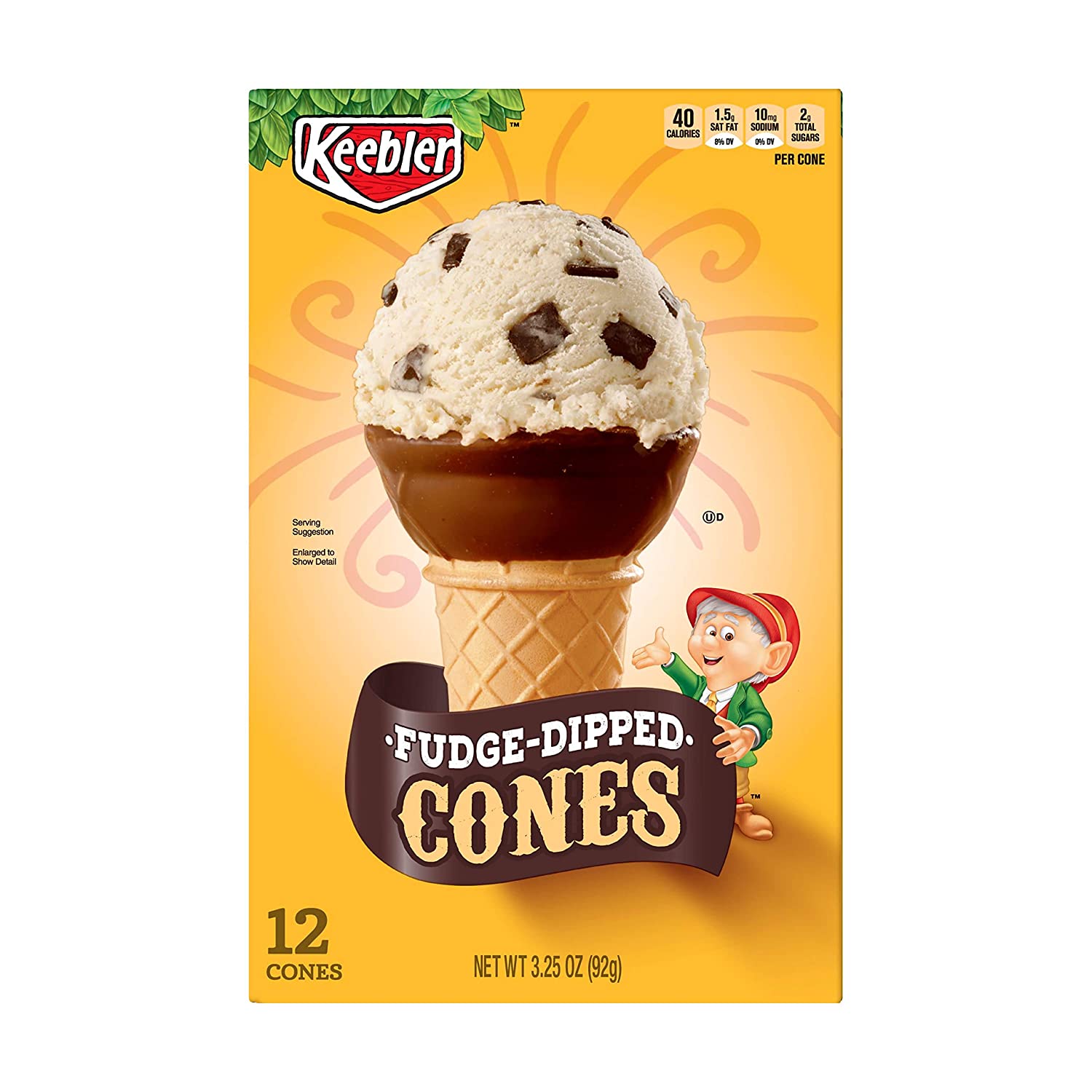 Keebler Ice Cream Cones, Fudge Dipped Cups, 3.25 oz (12 ct)