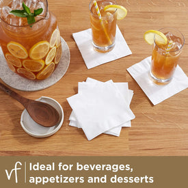 Vanity Fair Entertain Paper Napkins, Beverage Cocktail Size, Classic White, 40 Count (Pack of 12)