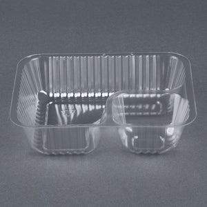 Carnival King Clear 2 Compartment Plastic Nacho Tray, 50-Pack, Small