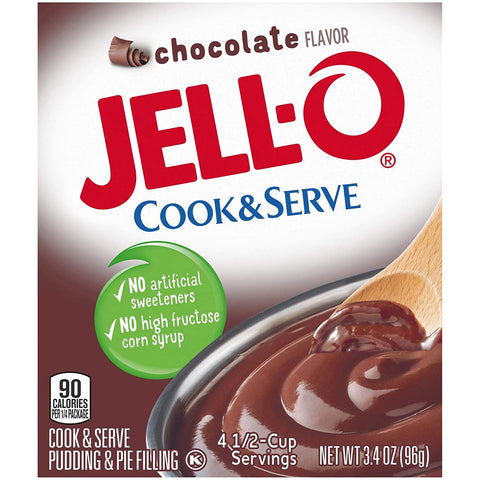 Image of Jell-O Chocolate Cook & Serve Pudding & Pie Filling 3.4 oz (96g) 4-Pack