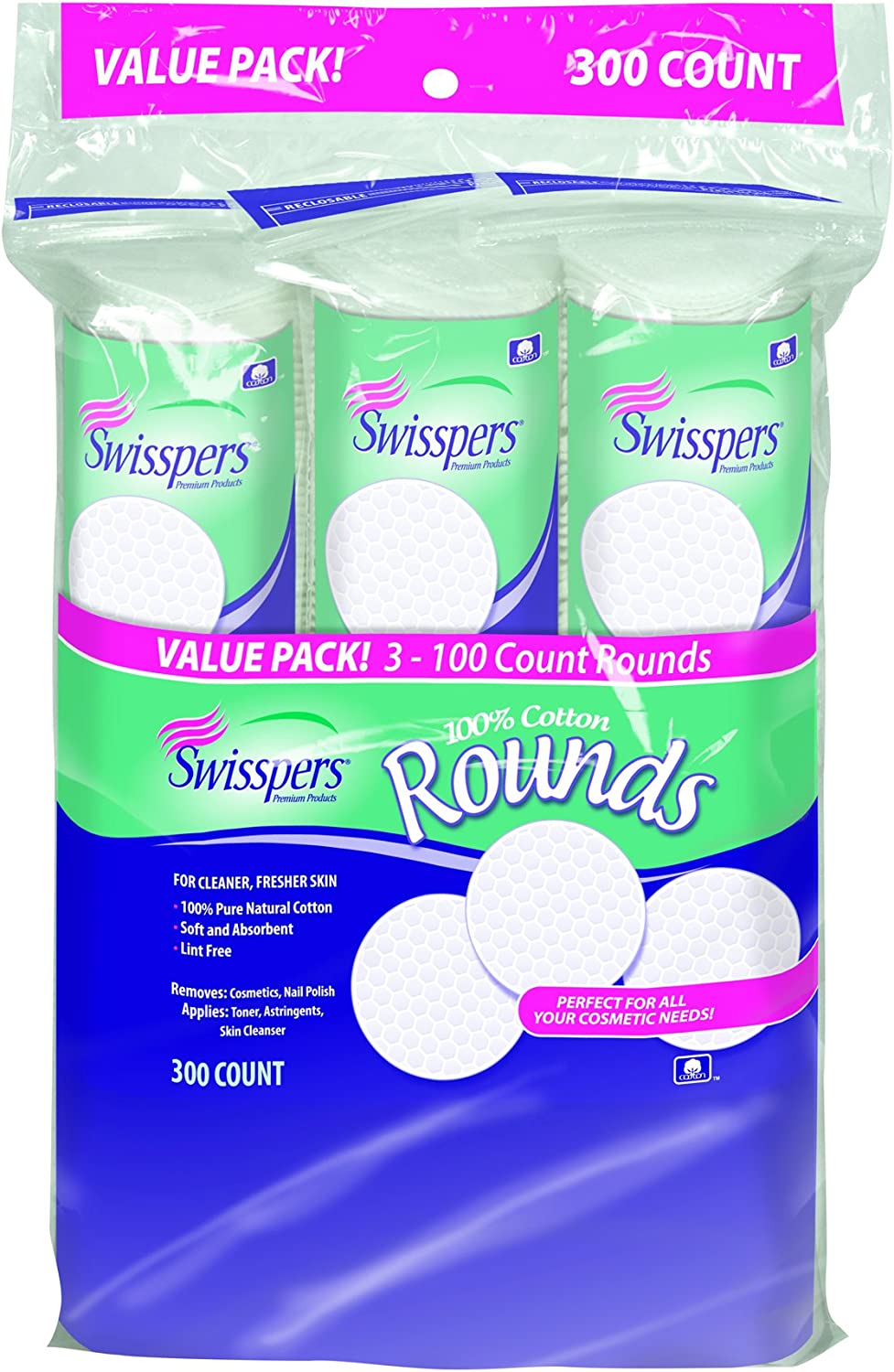 Swisspers 100% Cotton Rounds