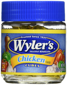 Wyler's Instant Boullion Chicken Flavor Cubes - Pack of 2 (3.25 Oz Each Bottle)