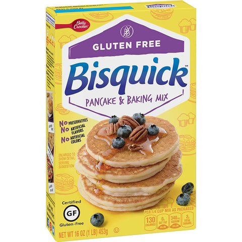 Image of Betty Crocker Bisquick Baking Mix, Gluten Free Pancake and Waffle Mix, 16 oz Box