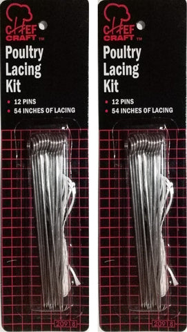 Chef Craft Poultry Lacing Kit | 12-Pins plus 54-Inches of Lacing per Pack | 4-Pack Total