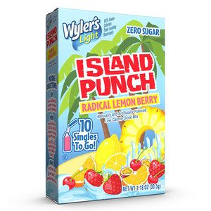 Wyler’s Light Island Punch Singles To Go, Radical Lemon Berry, 10-Count Box (12 Pack) – Low Calorie Powdered Drink Mixes, Caffeine Free, Gluten Free, and Zero Sugar