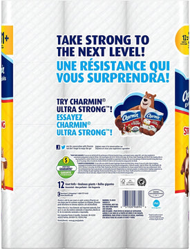 Charmin Essentials Strong Toilet Paper, Bath Tissue, Giant Roll, 12 Count