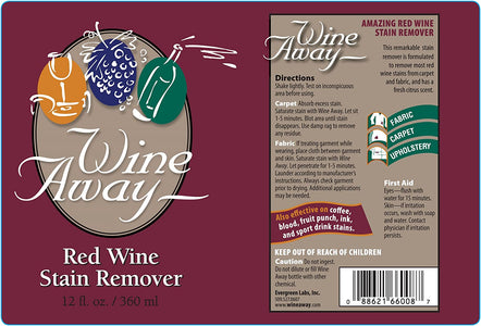 Wine Away Stain Remover Spray - Removes Coffee, Pet, and Ink Stains on Clothes, Carpet, and Upholstery - Natural Citrus Scent Spot Cleaner - 12 oz