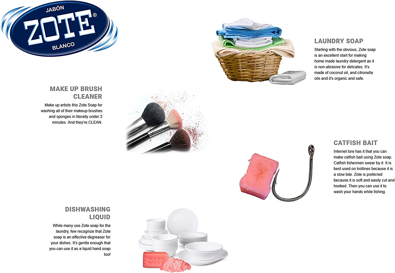 Zote Laundry Soap Bar, Stain Remover Laundry Detergent for Clothes, Catfish Bait, Super Washing Travel Jabon Para Lavar Ropa, White Underwear Clothes Washing Soap (400 grams), Pack of 2