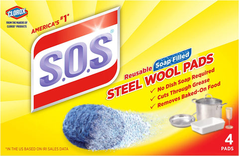 S.O.S. Steel Wool Soap Pads, 4 Count