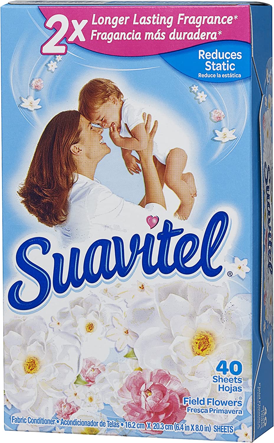 Suavitel Fabric Softener Dryer Sheets, Field Flowers, 40 Count