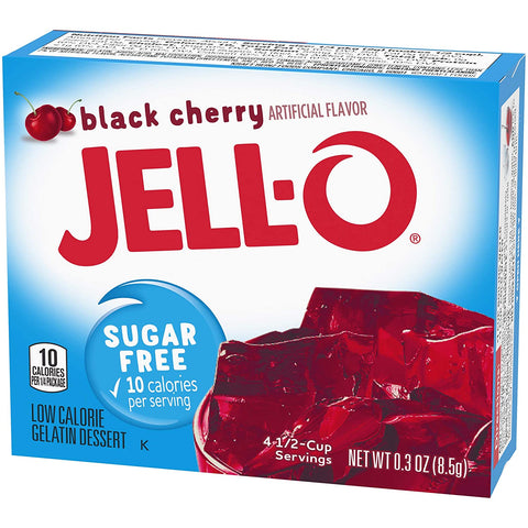 Image of Jell-O Black Cherry Sugar-Free Gelatin Mix (0.3 oz Boxes, Pack of 6)