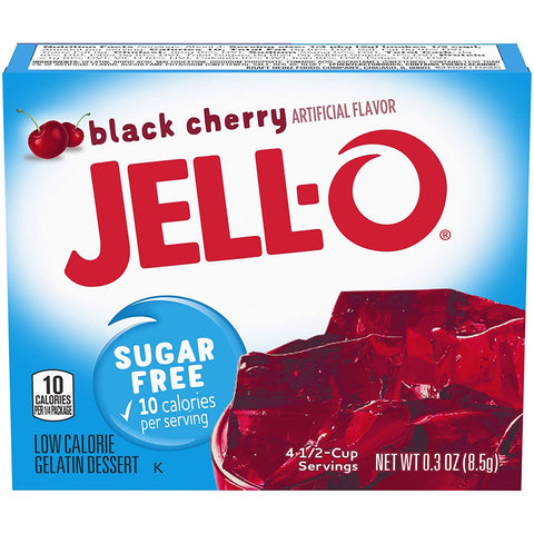 Image of Jell-O Black Cherry Sugar-Free Gelatin Mix (0.3 oz Boxes, Pack of 6)