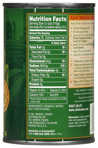Del Monte Leaf Spinach, 13.5 oz, 6 pk