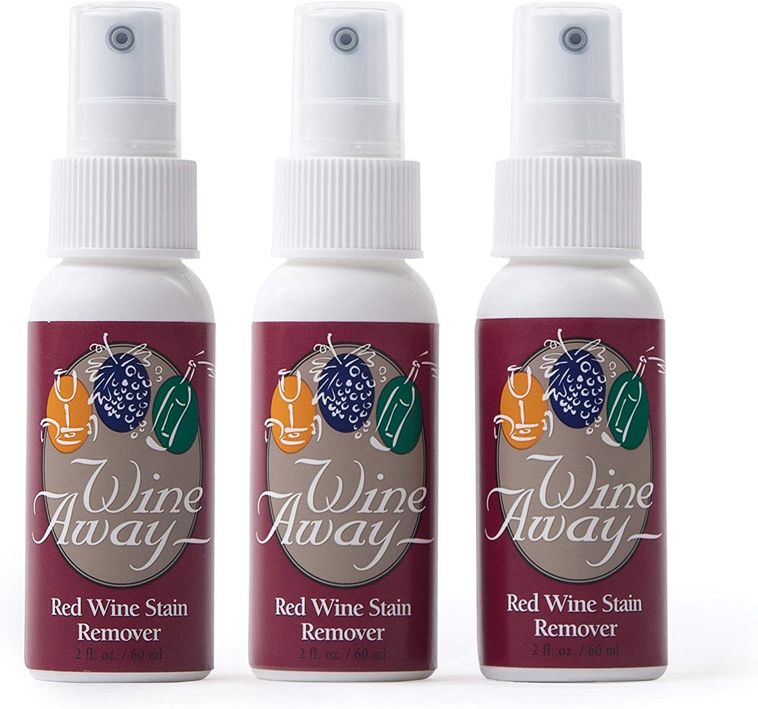 Wine Away Red Wine Stain Remover - Perfect Fabric Upholstery and Carpet Cleaner Spray Solution - Removes Wine Spots - Spray and Wash Laundry to Vanish Stain - Wine Out - Zero Odor - 2 Ounce, Set of 3